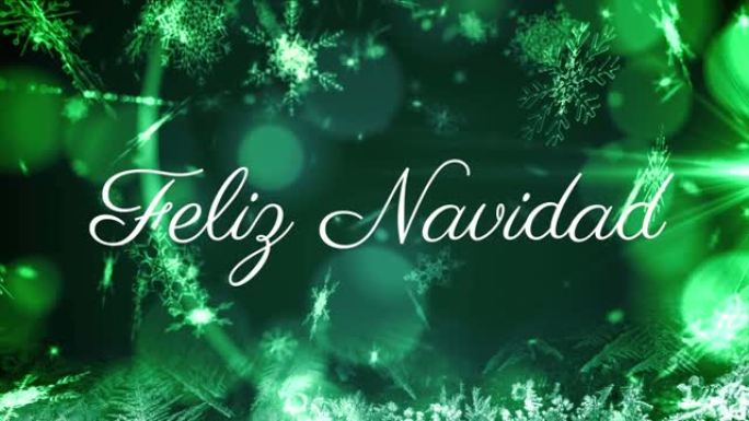 菲利克斯·纳维达德 (felix navidad) 在绿色背景上的雪地上的圣诞节问候动画