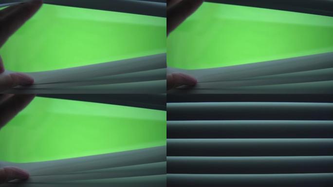 4k。手打开jalousie。绿屏
