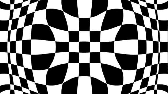 棋盘上的水滴抽象黑白方块背景动画