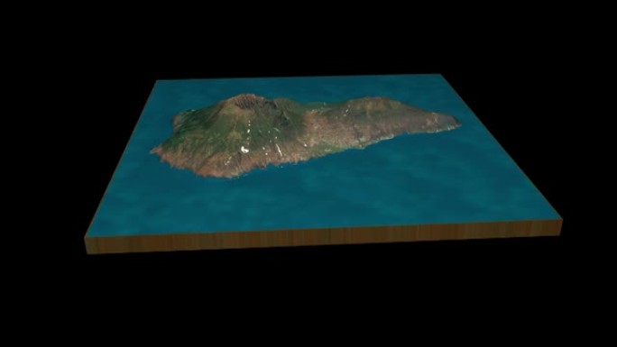 拉帕尔马火山地形图3D渲染360度循环动画