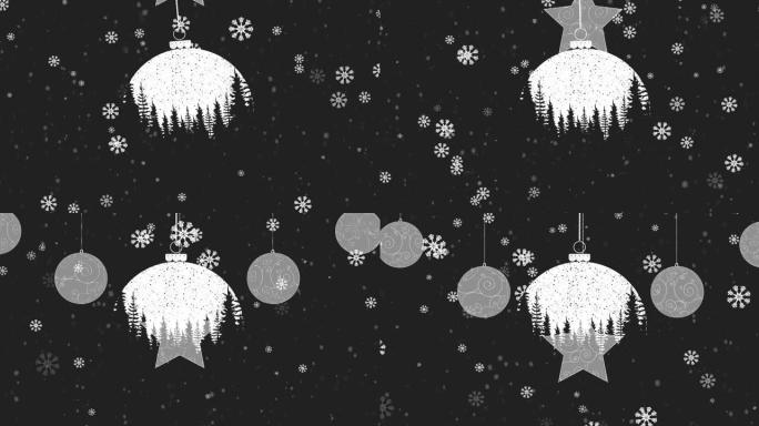 悬挂圣诞摆设和雪花装饰的动画