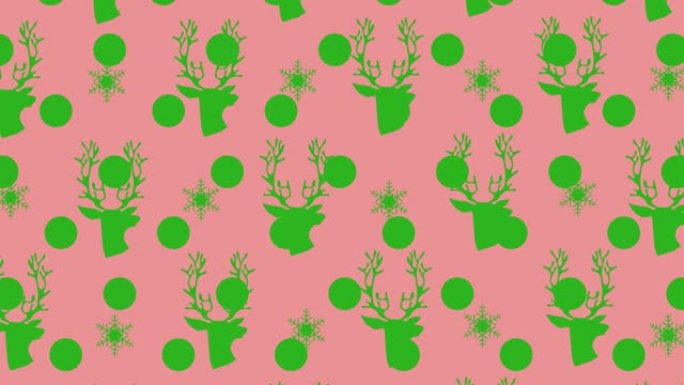 粉红色背景上的圣诞节驯鹿图案动画