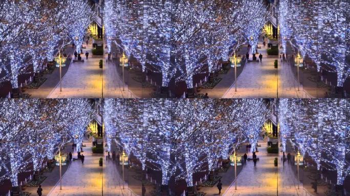 六本木榉坂的圣诞灯和人们