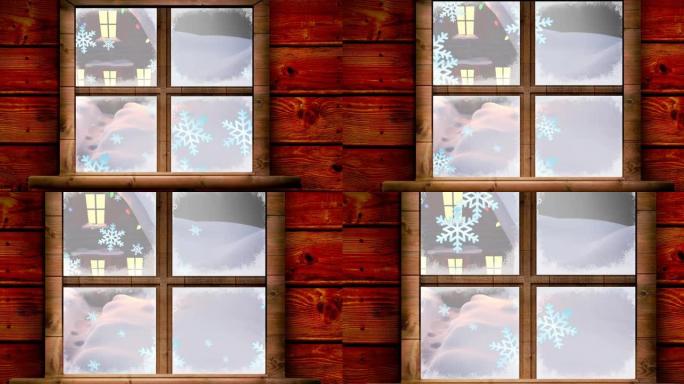 从窗户看冬季风景的动画