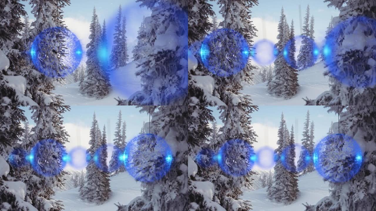 冬季杉树上的schristmas小玩意动画