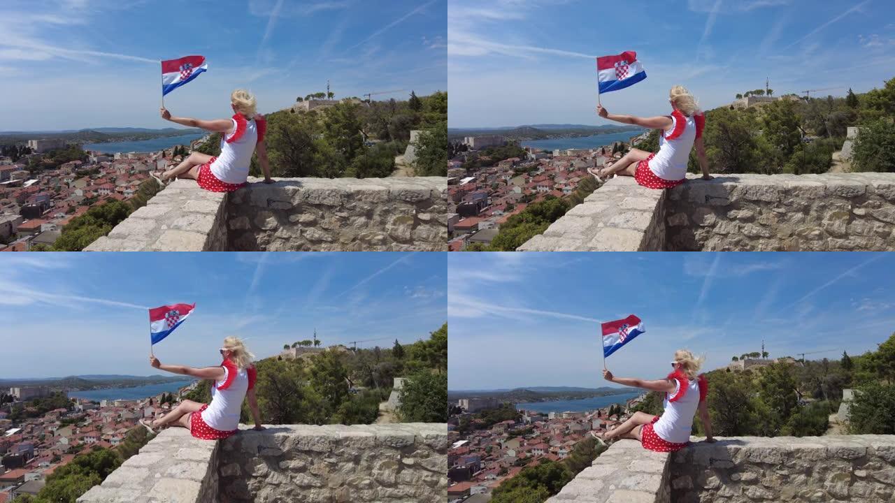 带有克罗地亚国旗的巴洛内要塞