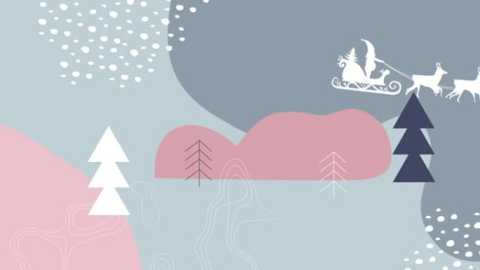 地形和圣诞树图标反对灰色背景上的抽象形状
