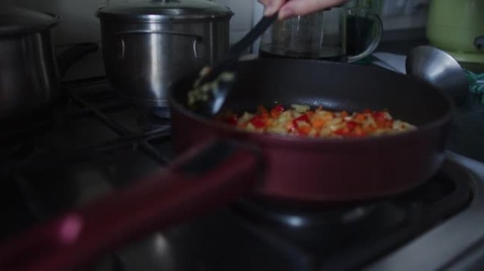 在家庭厨房制作和供应蔬菜汤