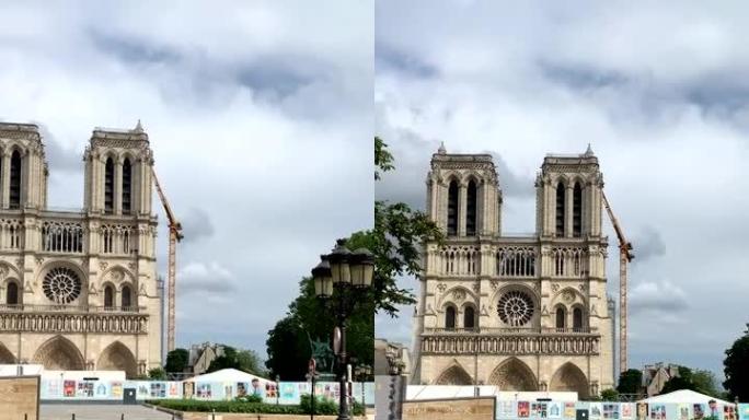 巴黎圣母院的街景-垂直