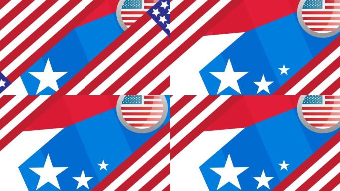 在美国模式的旗帜上移动线条的动画