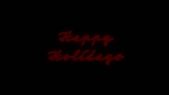 黑色背景上的节日快乐圣诞霓虹灯动画