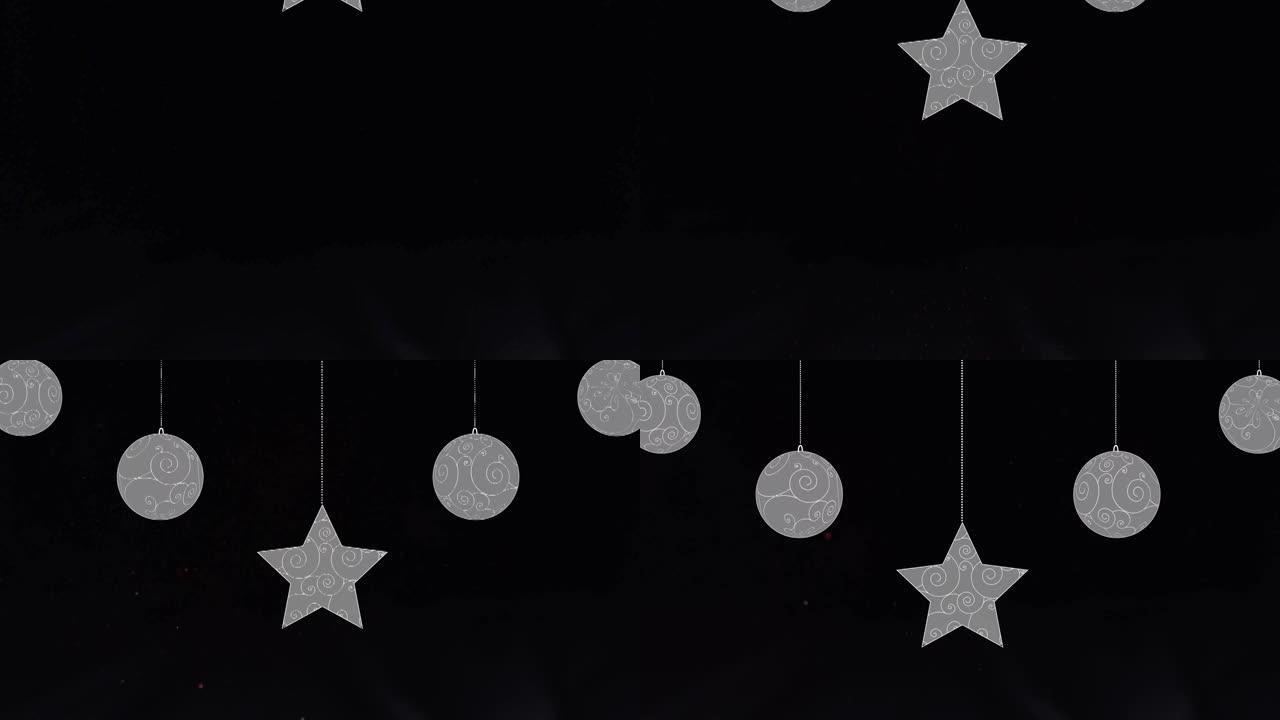 黑色背景上的圣诞装饰动画