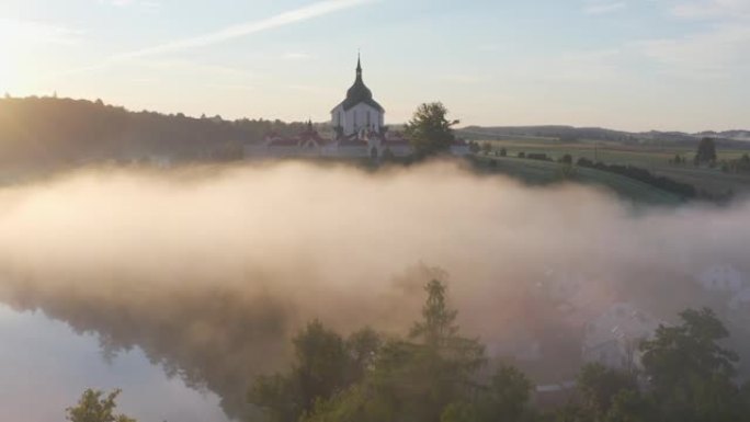 内波穆克圣约翰教堂的俯视图。Zdar nad Sazavou。捷克。捷克共和国Zdar nad Sa