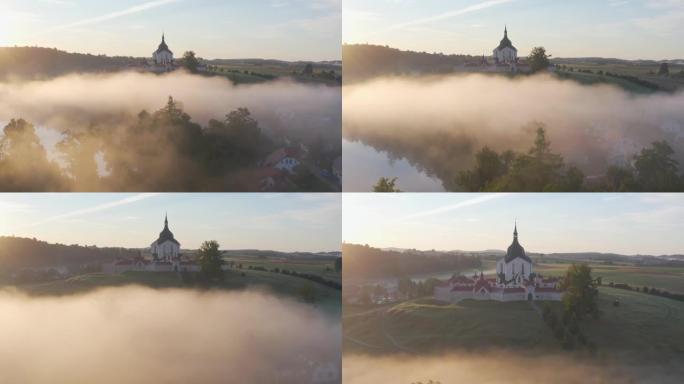 内波穆克圣约翰教堂的俯视图。Zdar nad Sazavou。捷克。捷克共和国Zdar nad Sa
