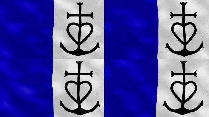 艾戈斯-莫特斯公国密集的旗帜织物摇摆，背景环