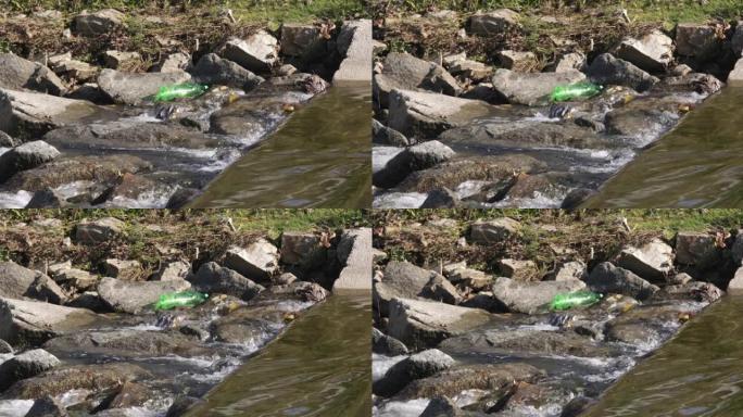 水污染，河流中的塑料垃圾