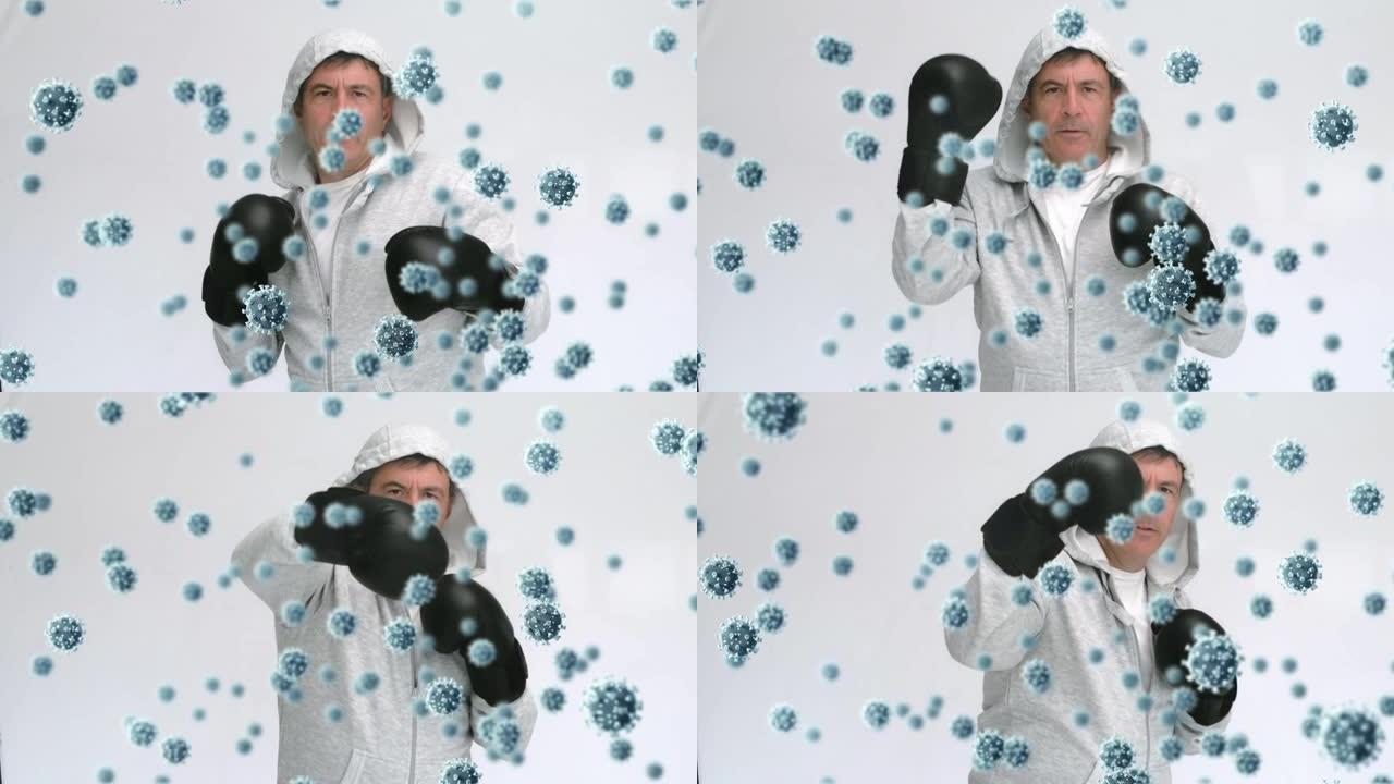 高加索人拳击上的病毒细胞动画