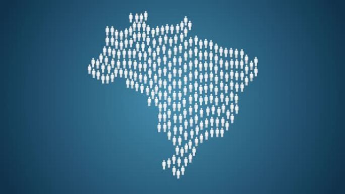 巴西地图形状的人物符号，人口过剩概念