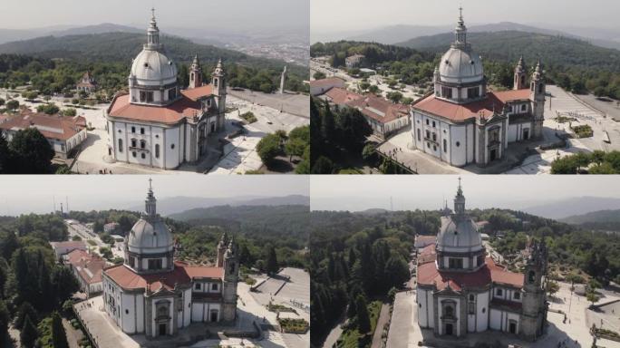 新古典主义风格的Sameiro Sanctuary，葡萄牙布拉加的地标。鸟瞰图