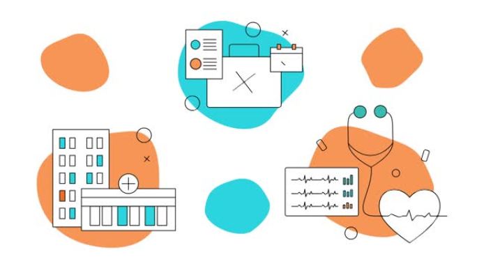 卡通医疗图标的4k视频。