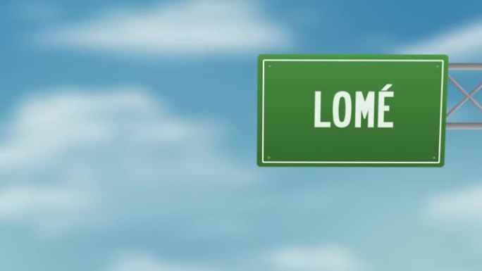 洛美首都多哥的道路标志在蓝色多云的天空-股票视频