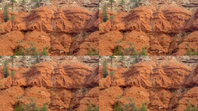 怀俄明州，魔鬼塔关闭了红岩地层整洁的魔鬼塔的不同视图