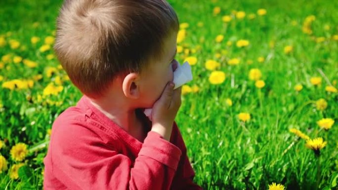 这孩子对花过敏。选择性聚焦。