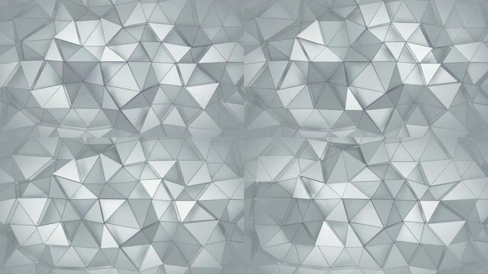 带有三角形多边形的分层白色结构可循环3D渲染动画