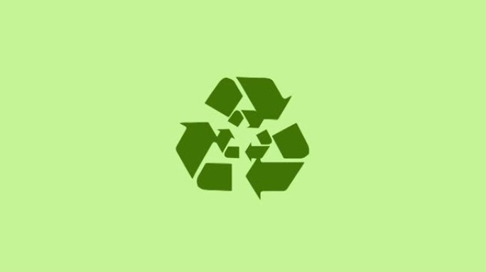 绿色背景上的回收标志动画