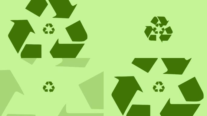 绿色背景上的回收标志动画