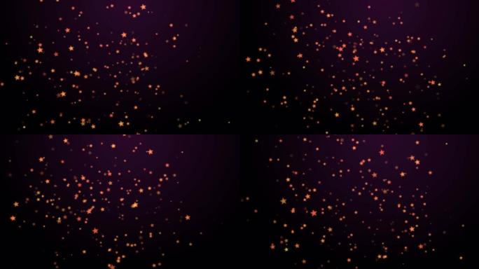 黑色背景上漂浮的温暖发光的橙色斑点的动画