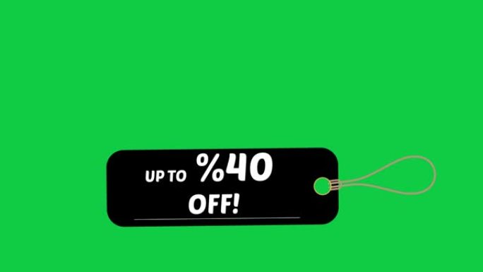 最高折扣 @-黑色标签的移动折扣率-百分比40-购物图标集-销售标签-数字 @-绿色背景上旋转的黑色