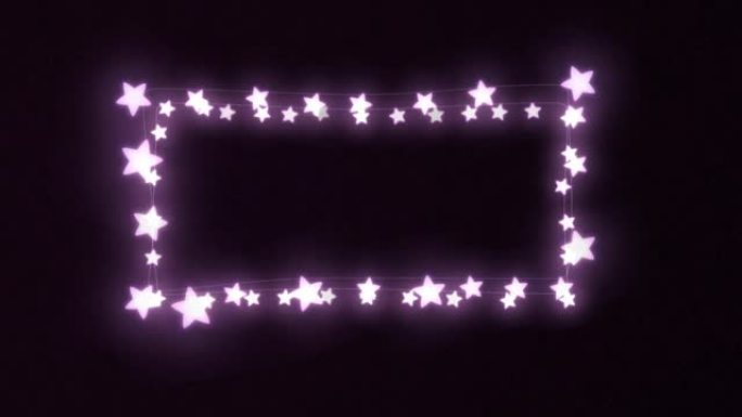 黑色背景下紫色发光形状仙女灯的数字动画