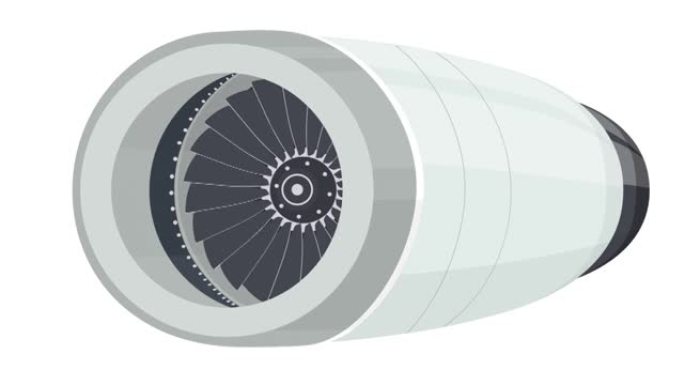 飞机发动机。涡轮叶片旋转动画