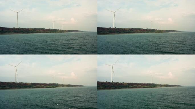 工业能源风车电力风力天空海水场