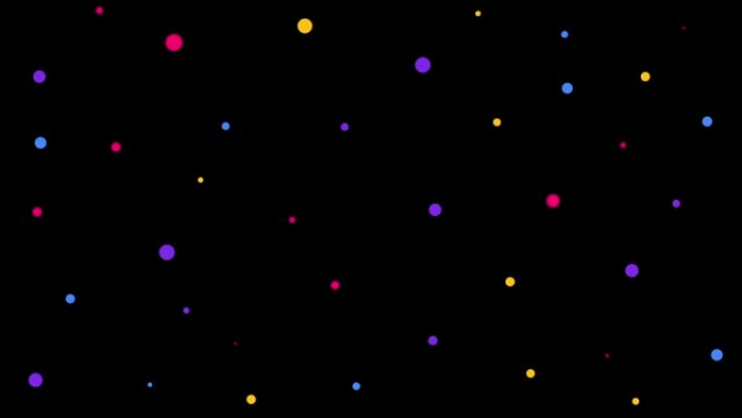 在黑暗的背景上，抽象的彩色圆圈变成、过渡或标志。4k分辨率动画。