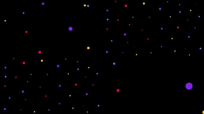 在黑暗的背景上，抽象的彩色圆圈变成、过渡或标志。4k分辨率动画。