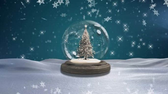 圣诞节雪球上的雪的动画