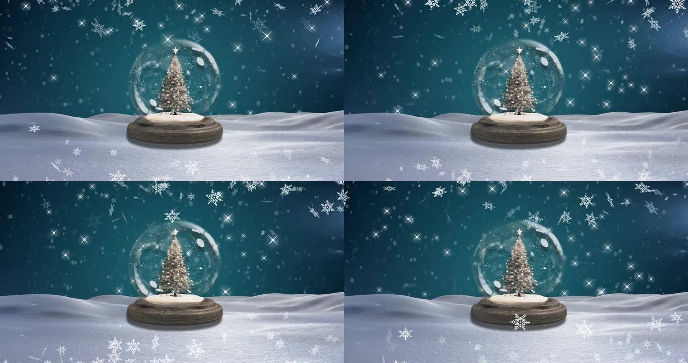圣诞节雪球上的雪的动画