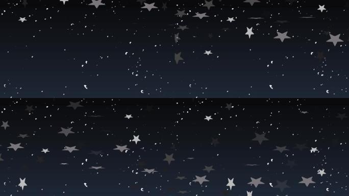 白色圣诞星星落在黑色背景上的动画