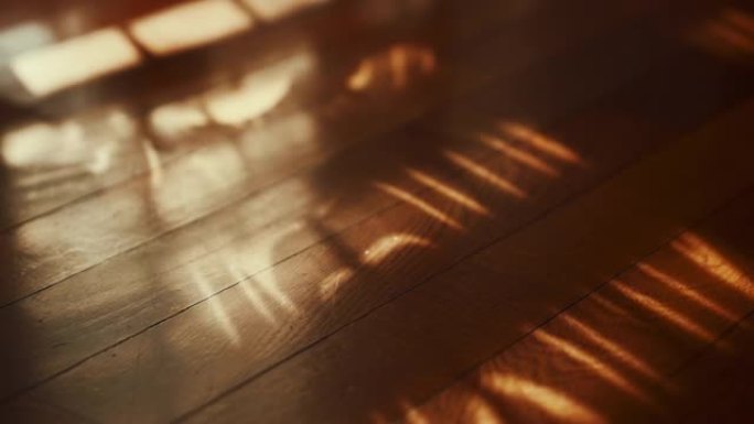 窗帘在木地板上摆动的阴影