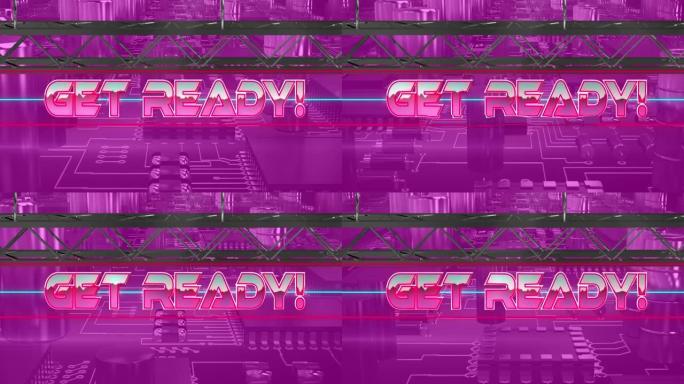 粉红色背景上的计算机电路板上的粉红色金属字母准备动画