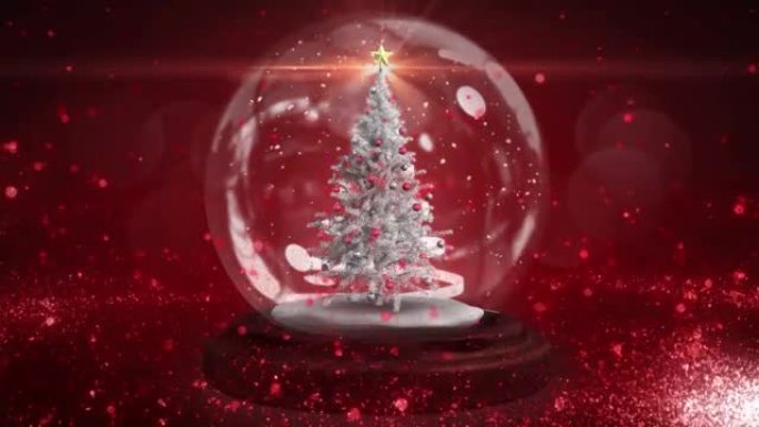 雪球和流星中的圣诞树动画