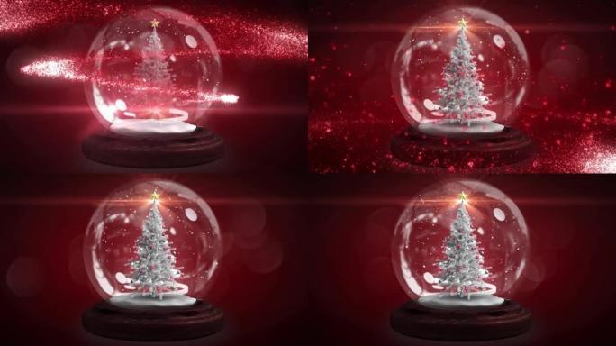 雪球和流星中的圣诞树动画