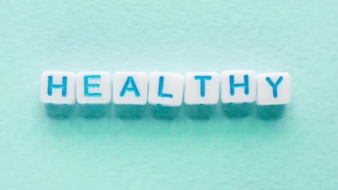 健康单词积极的生活方式立方体字母蓝色