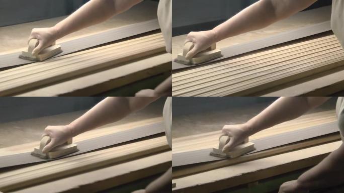 自动机床通过在轻型木工车间特写中钻孔在家具的木制细节上打孔