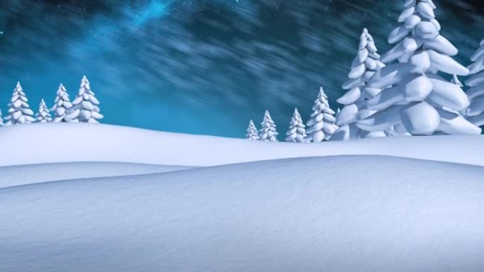 冬天风景下的杉木树枝上的雪的动画