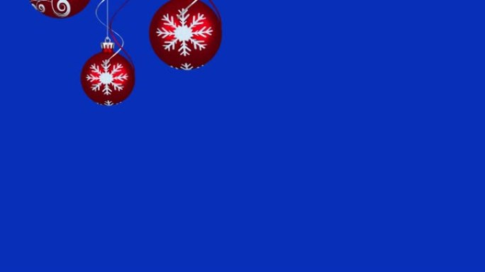 蓝色背景上的圣诞树球动画