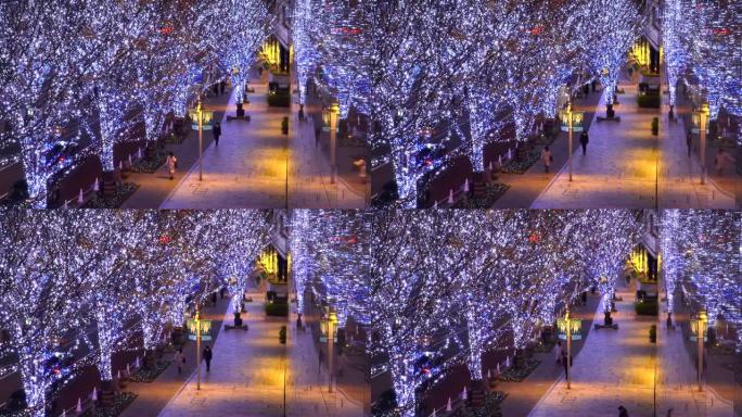 六本木榉坂的圣诞灯和人们