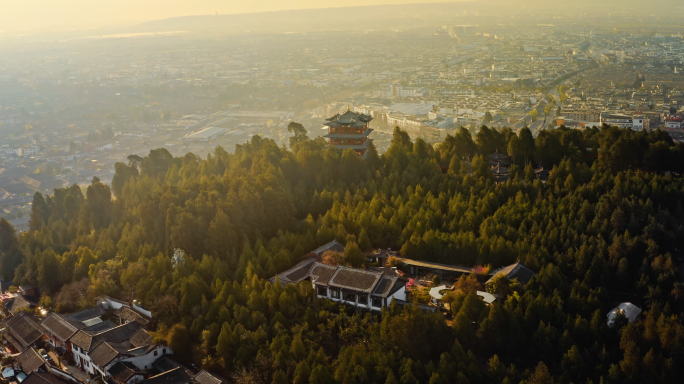 4k航拍丽江古城狮子山